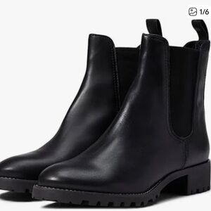 Soludos Black Leather Ankle Boots